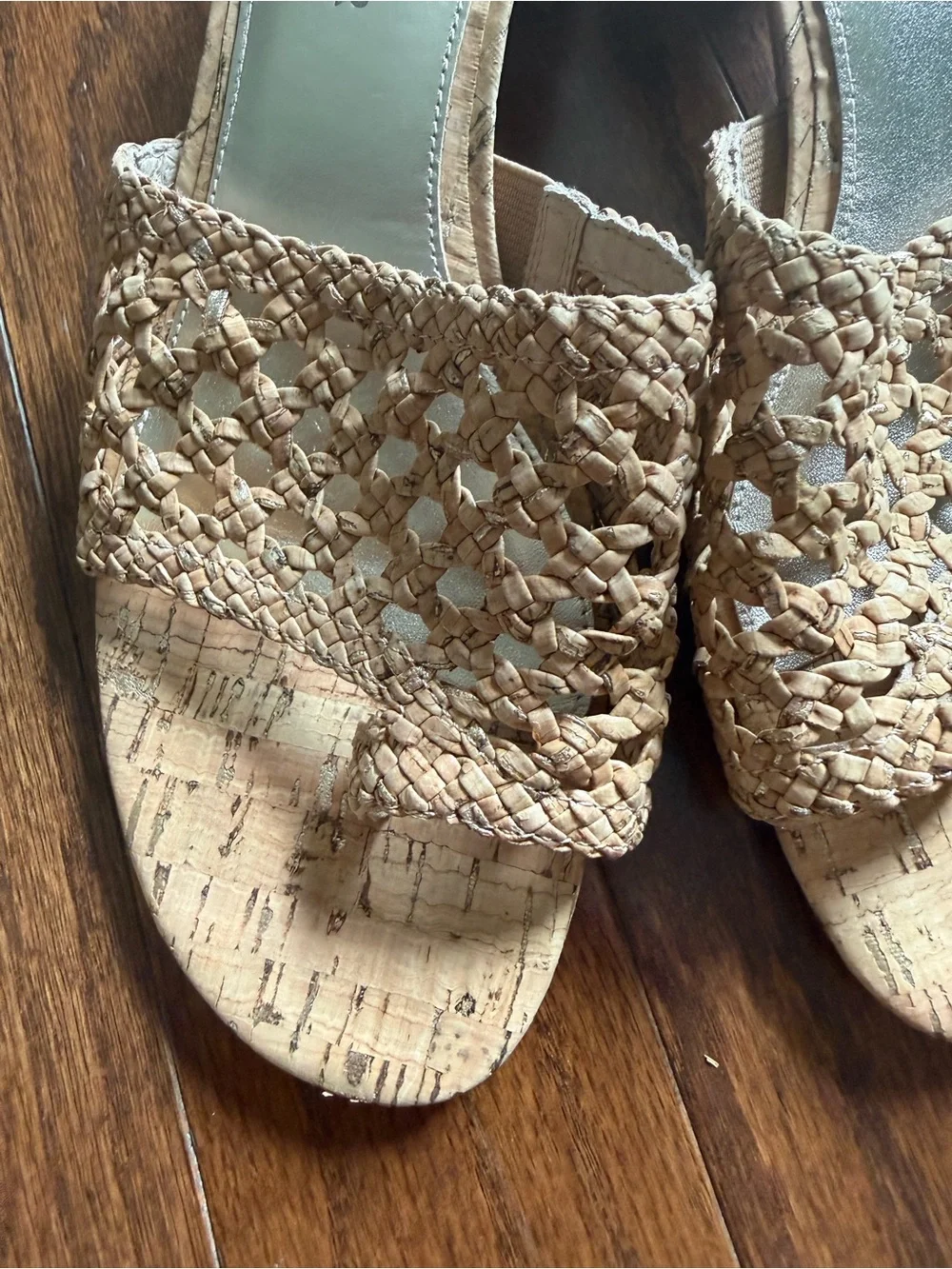 Donald J. Pliner Woven Cork Slide Mules - Natural Beige